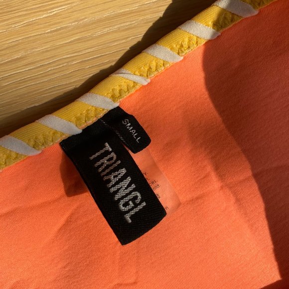 Women's TRIANGL Blue Floral Appliqué Neoprene Bikini with matching bag SMALL - Picture 2 of 4